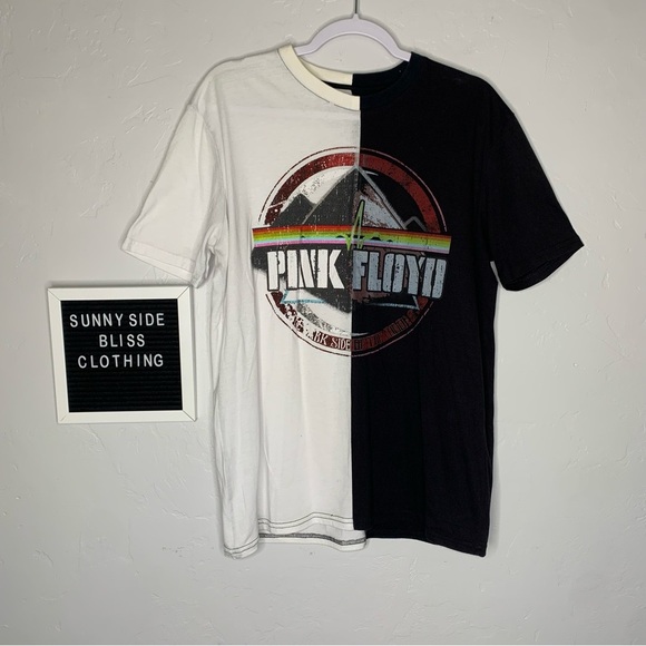 Pink Floyd Two Tone Split Graphic Band Tee Black White Rock Shirt Size Large - Picture 1 of 12